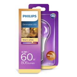 BEC LED Philips, soclu E27, putere 8.5W, forma clasic, lumina alb calda, alimentare 220 - 240 V, "000008718696572177" (timbru ve