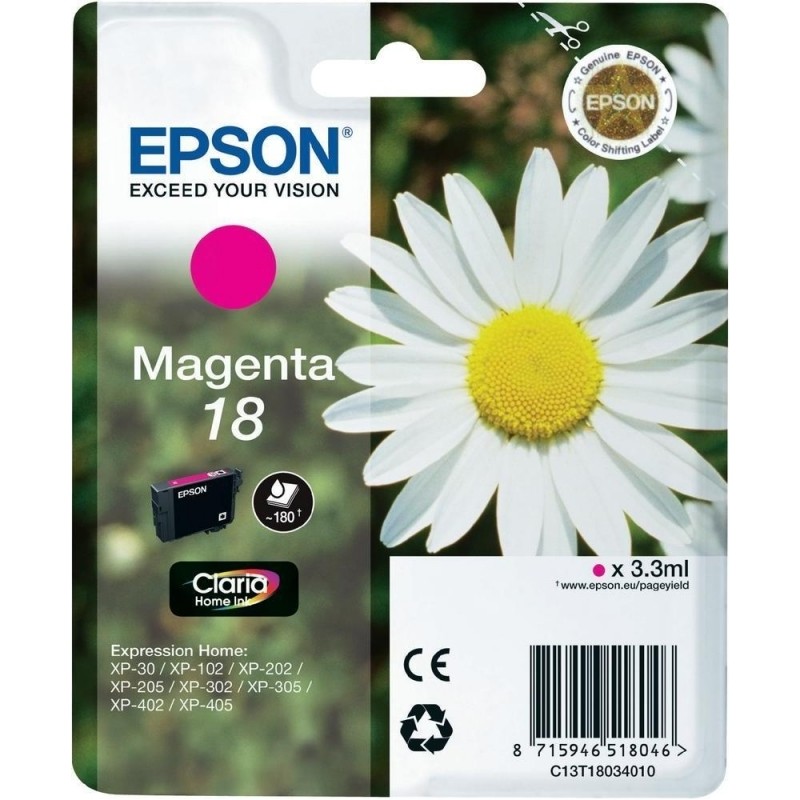 Cartus Cerneala Original Epson Magenta, T1803, pentru XP102|202|205|302|305|402|405, , (timbru verde 0.15 lei),  "C13T18034010"