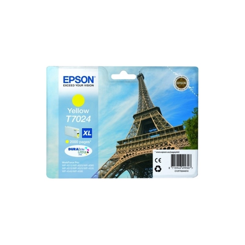 Cartus Cerneala Original Epson Yellow, T7024, pentru WP4000|4500, , (timbru verde 0.15 lei),  "C13T70244010"
