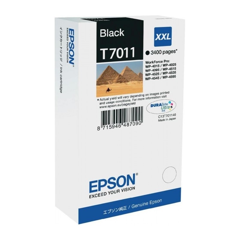 Cartus Cerneala Original Epson Black, T7011, pentru WP4000|4500,  , (timbru verde 0.15 lei), "C13T70114010"(RAPO)