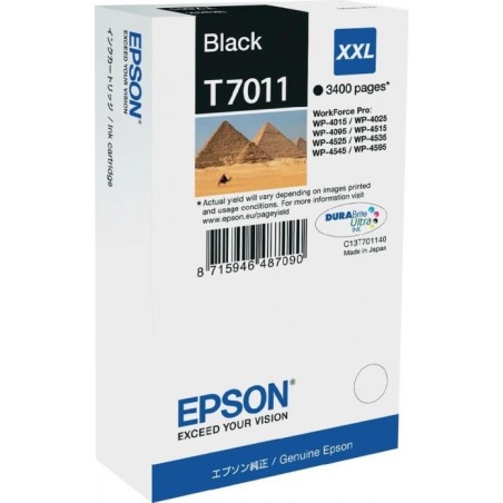 Cartus Cerneala Original Epson Black, T7011, pentru WP4000|4500,  , (timbru verde 0.15 lei), "C13T70114010"(RAPO)