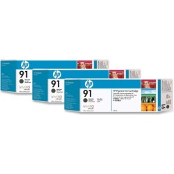 Tri-Pack Original HP Matte Black, nr.91, pentru DesignJet Z6100, 3x775ml, (timbru verde 0.45 lei), "C9480A"