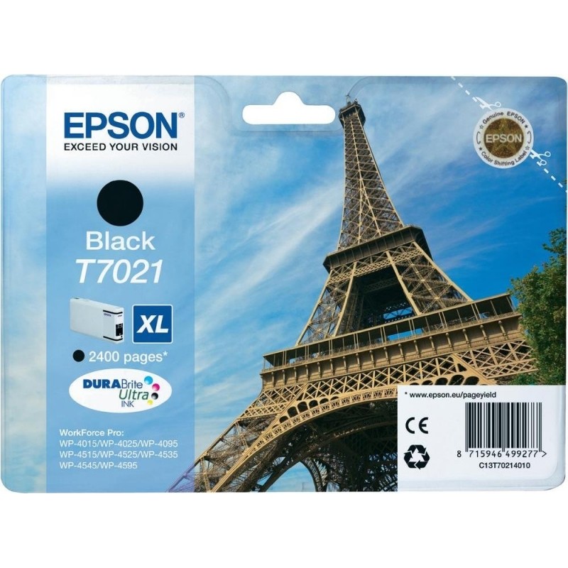 Cartus Cerneala Original Epson Black, T7021, pentru WP4000|4500, , (timbru verde 0.15 lei),  "C13T70214010"