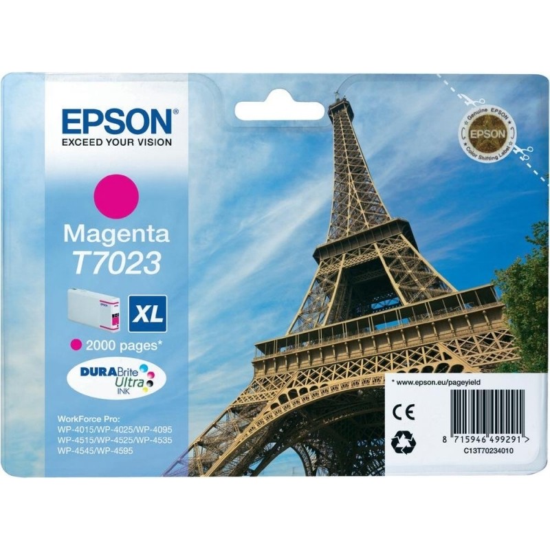 Cartus Cerneala Original Epson Magenta, T7023, pentru WP4000|4500,  , (timbru verde 0.15 lei), "C13T70234010"(RAPO)