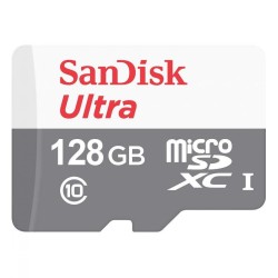 CARD MicroSD SANDISK, 128 GB, MicroSDXC, clasa 10, standard UHS-I U1, "SDSQUNR-128G-GN3MA" (timbru verde 0.03 lei)