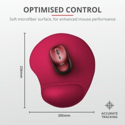 Mouse PAD TRUST, "Big Foot", cu gel, cauciuc &amp; material textil, 236x205mmx16 mm, rosu, "TR-20429"