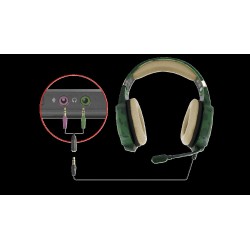 CASTI TRUST, "GXT 322C Carus", cu fir, gaming, utilizare multimedia, microfon pe brat, conectare prin Jack 3.5 mm x 2, verde, "T