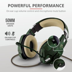 CASTI TRUST, "GXT 322C Carus", cu fir, gaming, utilizare multimedia, microfon pe brat, conectare prin Jack 3.5 mm x 2, verde, "T