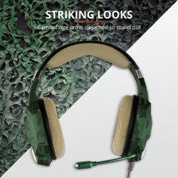 CASTI TRUST, "GXT 322C Carus", cu fir, gaming, utilizare multimedia, microfon pe brat, conectare prin Jack 3.5 mm x 2, verde, "T