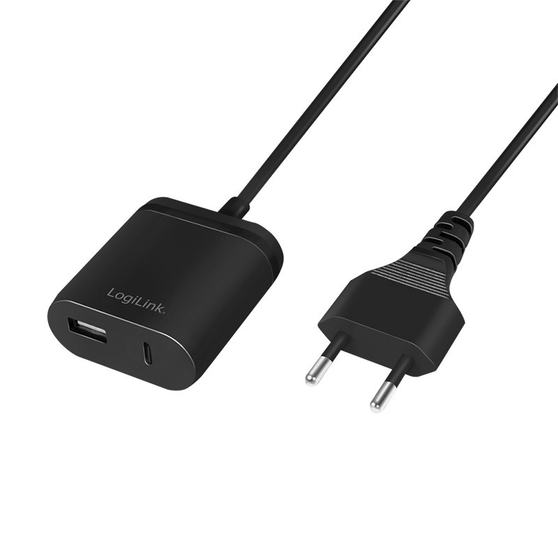 ALIMENTATOR retea 220V LOGILINK, universal, 1 x USB-C, 1 x USB-A, maxim 2.4A, 12W, suport OCP/OVP/SCP, 1.5m, negru, "PA0256" (ti