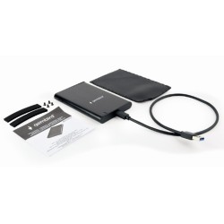 RACK extern GEMBIRD, pt HDD/SSD, 2.5 inch, S-ATA, interfata PC Type-C, aluminiu, negru, "EE2-U3S-6" (timbru verde 0.8 lei)