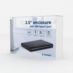 RACK extern GEMBIRD, pt HDD/SSD, 2.5 inch, S-ATA, interfata PC Type-C, aluminiu, negru, "EE2-U3S-6" (timbru verde 0.8 lei)