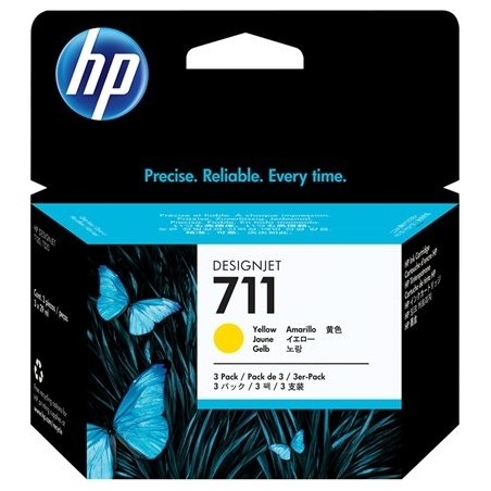Tri-Pack Original HP Yellow, nr.711, pentru DesignJet T120|T520, , (timbru verde 0.45 lei), "CZ136A"