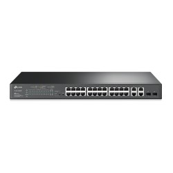 SWITCH SMART TP-Link 24 PORTURI POE+ 10/100M + 4 PORTURI 10/100/1000M, 2 sloturi Gigabit SFP , TP-LINK "TL-SL2428P" (timbru verd