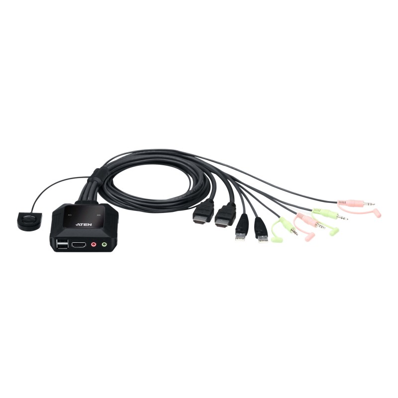 SWITCH KVM ATEN control 2 PC la 1 KVM, 4K resolution, button port selector, conector tip USB (T) x 2 | HDMI (T) x 2, 2 x 3.5mm A