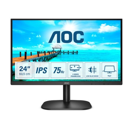 MONITOR AOC 23.8 inch, home, office, IPS, Full HD (1920 x 1080), Wide, 250 cd/mp, 4 ms, HDMI, DVI, VGA, "24B2XDA" (timbru verde 