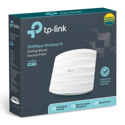 ACCESS POINT TP-LINK wireless 300Mbps, port 10/100Mbps, 2 antene interne, pasiv PoE, montare pe tavan, "EAP110" (timbru verde 0.