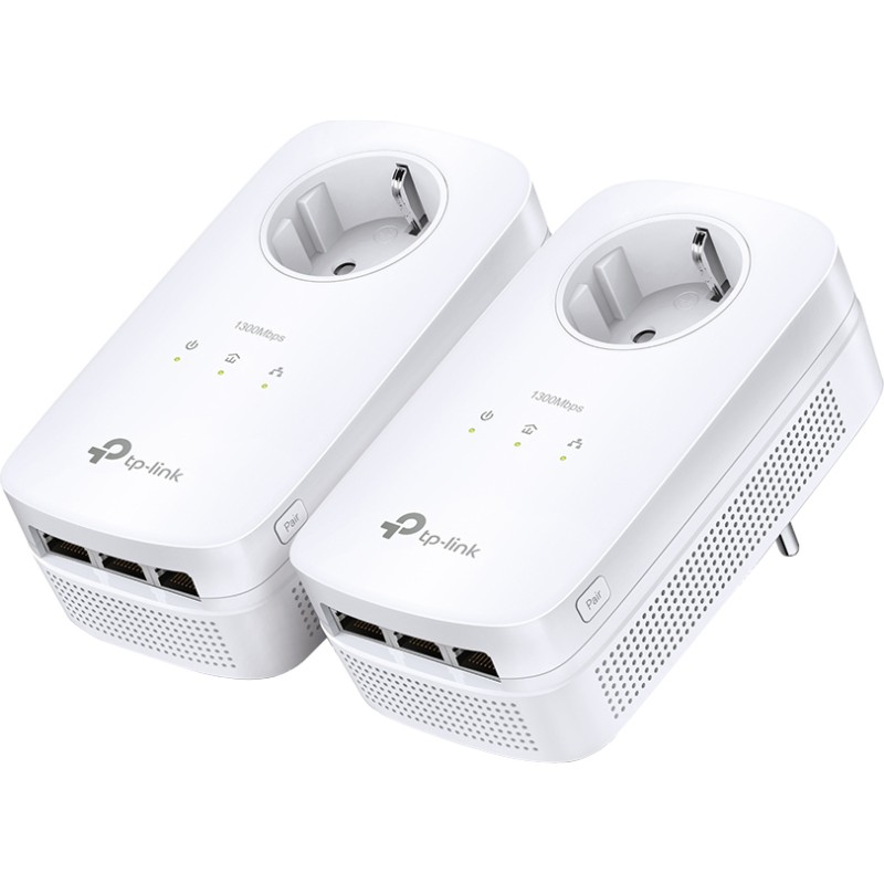 KIT ADAPTOR POWERLINE TP-LINK tehnologie AV2, AV1300, pana la 1300Mbps, 3 porturi Gigabit, priza AC, 2 buc. "TL-PA8030PKIT" (tim