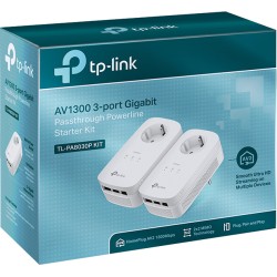 KIT ADAPTOR POWERLINE TP-LINK tehnologie AV2, AV1300, pana la 1300Mbps, 3 porturi Gigabit, priza AC, 2 buc. "TL-PA8030PKIT" (tim