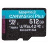 CARD MicroSD KINGSTON, 512 GB, MicroSD, clasa 10, standard UHS-I U3, "SDCG3/512GB" (timbru verde 0.03 lei)
