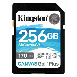 CARD SD KINGSTON, 256 GB, SD, clasa 10, standard UHS-I U3, "SDG3/256GB" (timbru verde 0.03 lei)