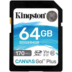 CARD MSD KINGSTON, 64 GB, SD, clasa 10, standard UHS-I U3, "SDG3/64GB" (timbru verde 0.03 lei)