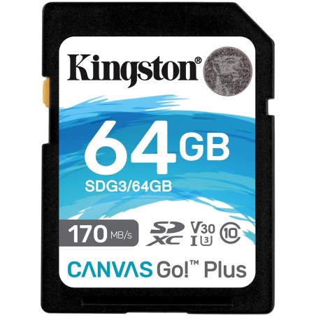 CARD MSD KINGSTON, 64 GB, SD, clasa 10, standard UHS-I U3, "SDG3/64GB" (timbru verde 0.03 lei)