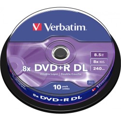 DVD+R VERBATIM  8.5GB, 240min, viteza 8x, 10 buc, Double Layer, spindle, "Matt Silver" "43666"