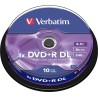 DVD+R VERBATIM  8.5GB, 240min, viteza 8x, 10 buc, Double Layer, spindle, "Matt Silver" "43666"
