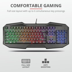 TASTATURA TRUST, "XT 830-RW Avonn", cu fir, 104 taste format standard (104-108 taste), USB, negru, "TR-21621" (timbru verde 0.8 