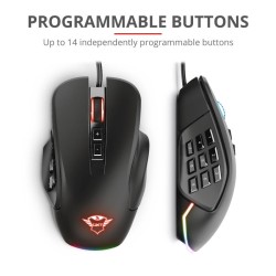 MOUSE TRUST, "GXT 970 Morfix", gaming, cu fir, USB,optic, 5000 dpi,14/1,iluminare,butoane programabile,mod dual de conectare,lat