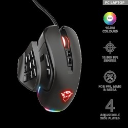 MOUSE TRUST, "GXT 970 Morfix", gaming, cu fir, USB,optic, 5000 dpi,14/1,iluminare,butoane programabile,mod dual de conectare,lat