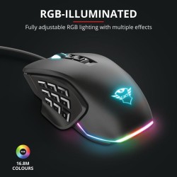 MOUSE TRUST, "GXT 970 Morfix", gaming, cu fir, USB,optic, 5000 dpi,14/1,iluminare,butoane programabile,mod dual de conectare,lat
