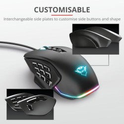 MOUSE TRUST, "GXT 970 Morfix", gaming, cu fir, USB,optic, 5000 dpi,14/1,iluminare,butoane programabile,mod dual de conectare,lat