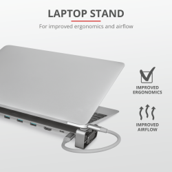 HUB extern TRUST, porturi USB USB 3.2 x 4, USB 3.2 Type-C x 2, conectare prin USB 3.2 Type C, argintiu, "TR-23417" (timbru verde