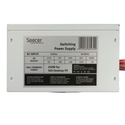 SURSA SPACER 500, 250W for 500 Desktop PC, fan 120mm, Switch ON/OFF "SPS-ATX-500-V12",  (timbru verde 0.8 lei)