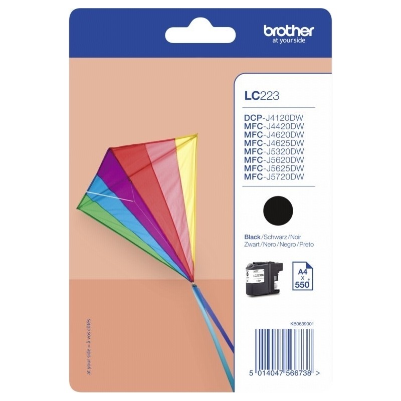 Cartus Cerneala Original Brother Black, LC223BK, pentru DCP-J4120|MFC-J4420|J4620|J5320|J5620|J5720, 550, (timbru verde 0.15 lei