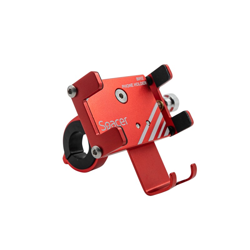SUPORT Bicicleta SPACER pt. SmartPhone, fixare de ghidon, Metalic, rosu, cheie de montare,  "SPBH-METAL-RED"