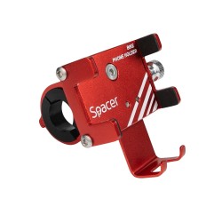 SUPORT Bicicleta SPACER pt. SmartPhone, fixare de ghidon, Metalic, rosu, cheie de montare,  "SPBH-METAL-RED"