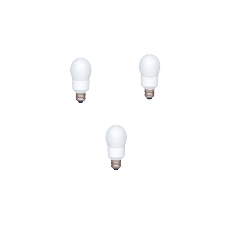 SET 3 becuri fluorescent Panasonic, soclu E27, putere 13W, forma oval, lumina alb rece, alimentare 220 - 240 V, "EFA13E672V-3" (