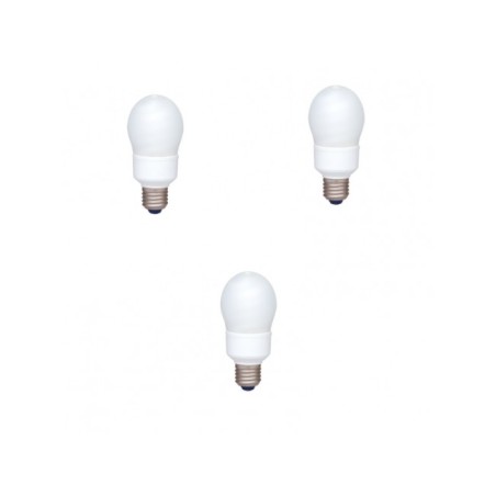 SET 3 becuri fluorescent Panasonic, soclu E27, putere 13W, forma oval, lumina alb rece, alimentare 220 - 240 V, "EFA13E672V-3" (
