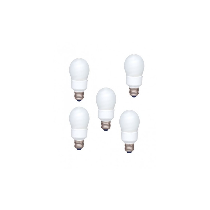 SET 5 becuri fluorescent Panasonic, soclu E27, putere 13W, forma oval, lumina alb rece, alimentare 220 - 240 V, "EFA13E672V-5" (