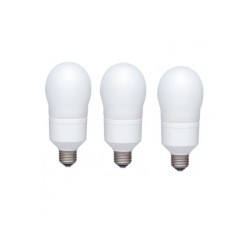SET 3 becuri fluorescent Panasonic, soclu E27, putere 18W, forma oval, lumina alb rece, alimentare 220 - 240 V, "EFA18E65HD-3" (