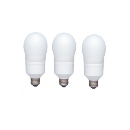 SET 3 becuri fluorescent Panasonic, soclu E27, putere 18W, forma oval, lumina alb rece, alimentare 220 - 240 V, "EFA18E65HD-3" (