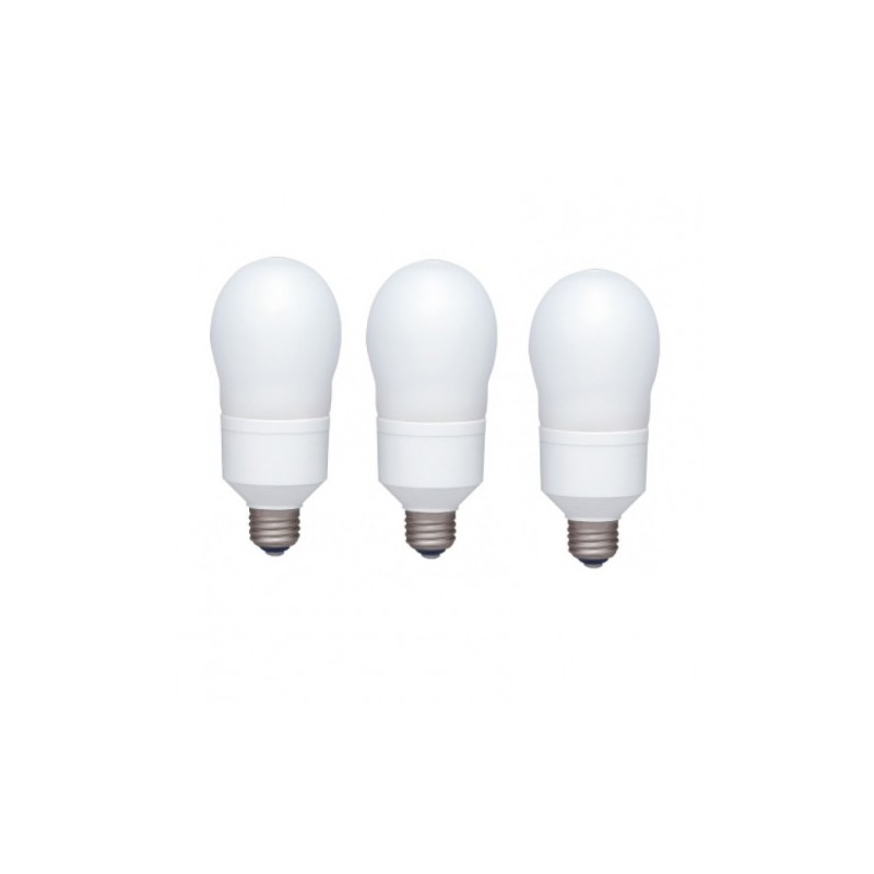 SET 3 becuri fluorescent Panasonic, soclu E27, putere 18W, forma oval, lumina alb rece, alimentare 220 - 240 V, "EFA18E65HD-3" (