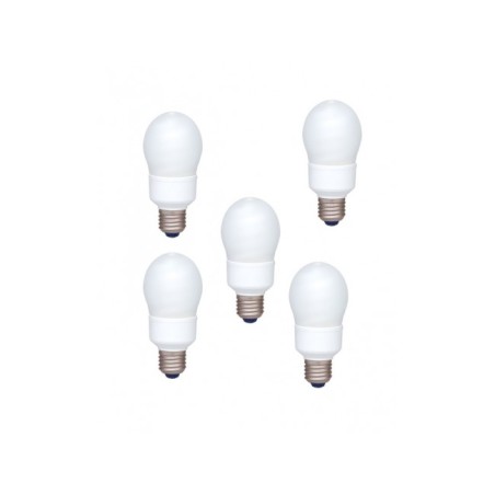 SET 5 becuri fluorescent Panasonic, soclu E27, putere 18W, forma oval, lumina alb rece, alimentare 220 - 240 V, "EFA18E65HD-5" (