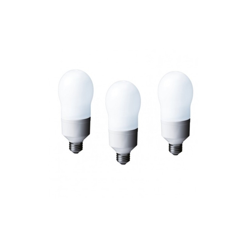 SET 3 becuri fluorescent Panasonic, soclu E27, putere 24W, forma oval, lumina alb calda, alimentare 220 - 240 V, "EFA24E282V-3" 