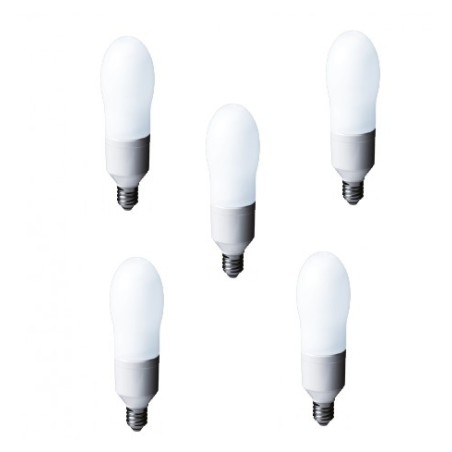 SET 5 becuri fluorescent Panasonic, soclu E27, putere 24W, forma oval, lumina alb calda, alimentare 220 - 240 V, "EFA24E282V-5" 
