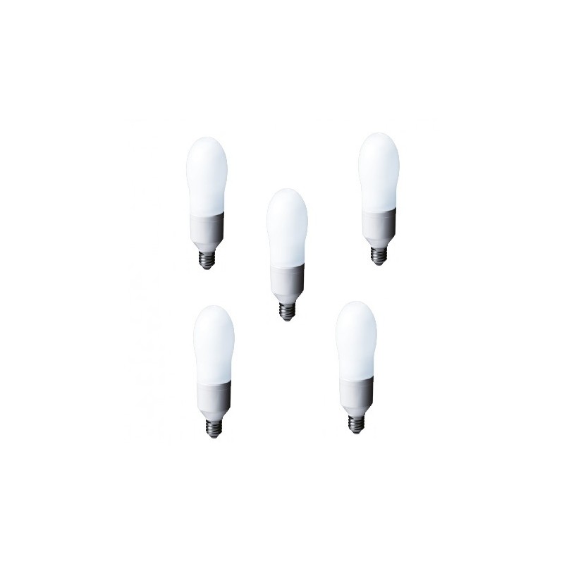 SET 5 becuri fluorescent Panasonic, soclu E27, putere 24W, forma oval, lumina alb calda, alimentare 220 - 240 V, "EFA24E282V-5" 