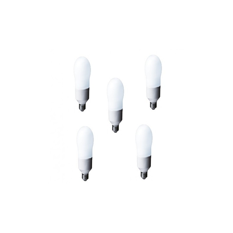 SET 5 becuri fluorescent Panasonic, soclu E27, putere 24W, forma oval, lumina alb rece, alimentare 220 - 240 V, "EFA24E672V-5" (